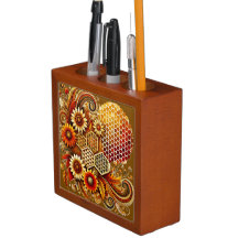 Organizador de Mesa com Honeycomb e Design Floral