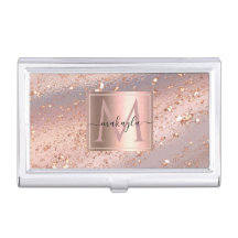 Glam Girly Rosa Dourado Flakes Gitter Monograma