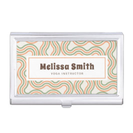 Porta Cartao Retro Wavy Abstract Pattern Business Card Case