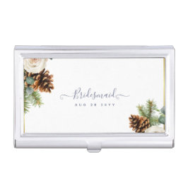 Porta Cartao Rosas brancas casamentos no inverno Azul-poeirento