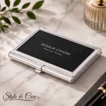 Textura de Couro Preto Nome e Título Personalizado