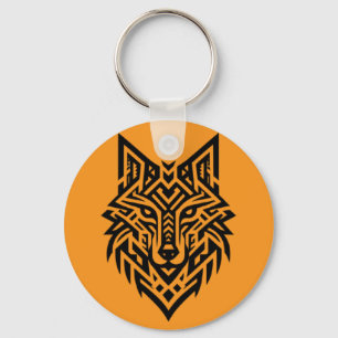 Porta-chaves Cabeça de Lobo Tribal – Estilo Ousado