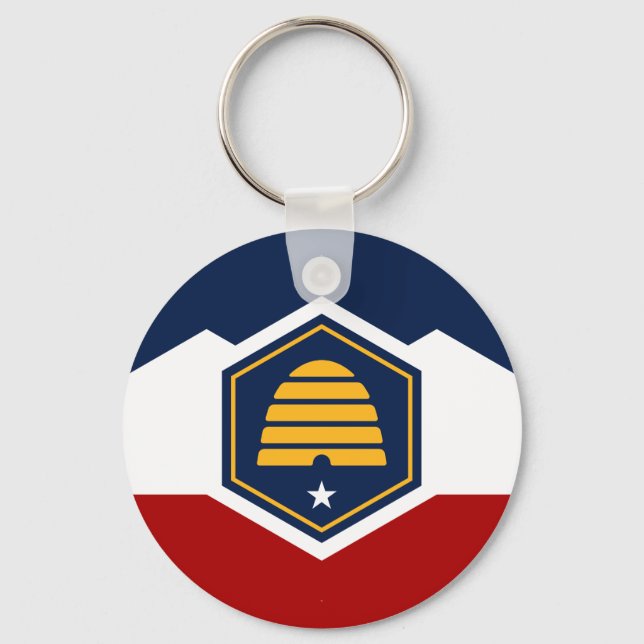 Porta-chaves com a Bandeira de Utah, EUA (Frente)