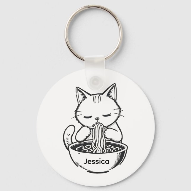 Porta-chaves Comendo Macarrão Ramen - Nome Persona (Frente)