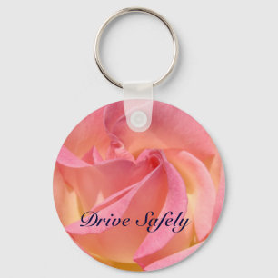 Porta-chaves Dirija com Segurança Flor de Rosa