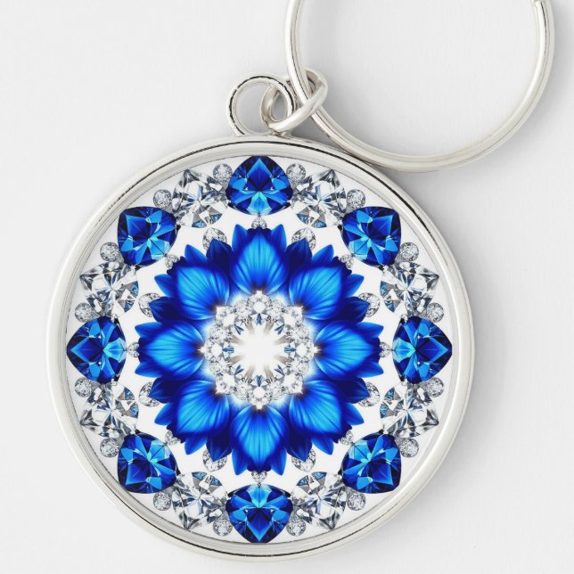 💙 Porta-chaves personalizado com coroa de flores  (Frente)