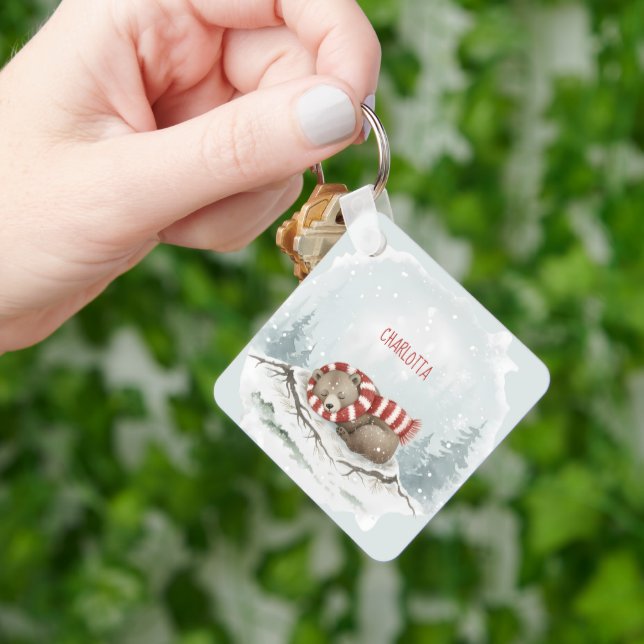 Porta-chaves Urso de Inverno Personalizado (Mão)