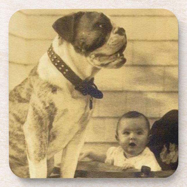 Porta-copo 1920 pitbull guarda bebê (Frente)