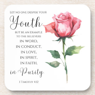 Porta-copo 1 Timothy 4:12 - Bíblia Juvenil Verse Flor