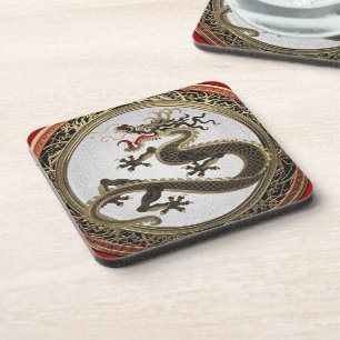 Porta-copo [200] Dragão Oriental Dourado e negro