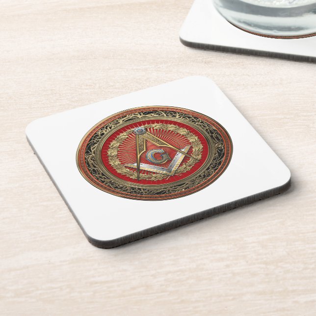Porta-copo [200] Master Mason - Dourado Square & Compass (Left Side)