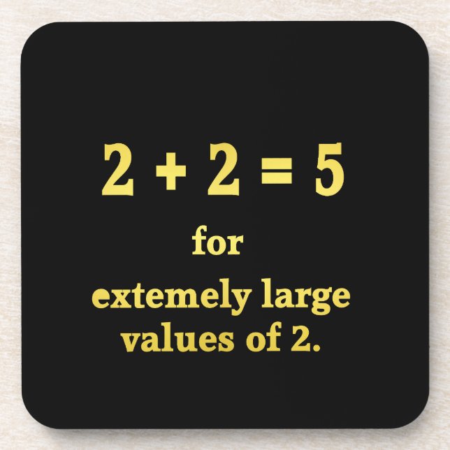 Porta-copo 2 + 2 = 5 Piada Engraçada de Matemática (Frente)