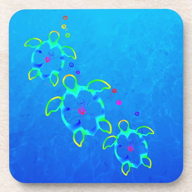 Porta-copo 3 tartarugas havaianas tingidas laço de Honu (Frente)