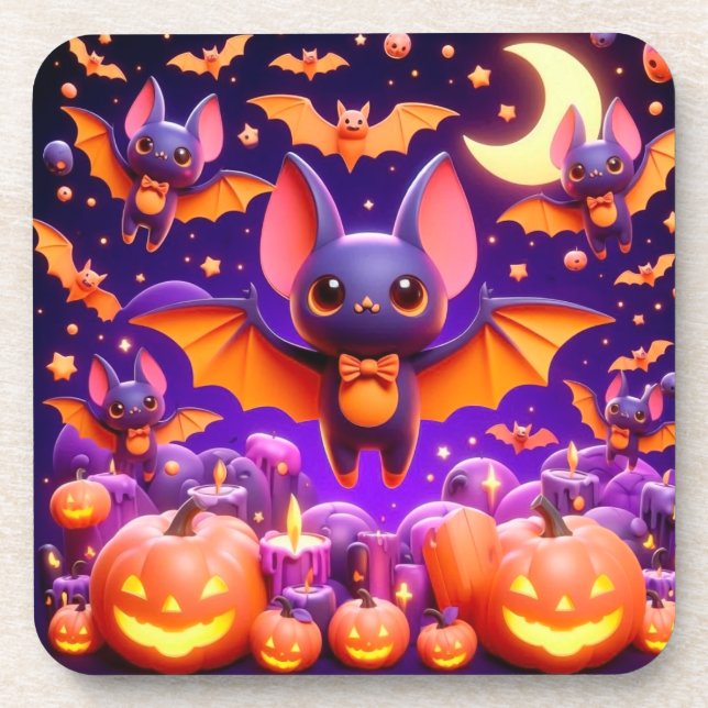 Porta-copo 3D bats pumpkins halloween (Frente)