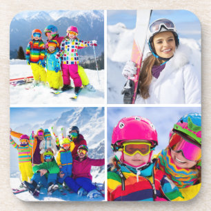 Porta-copo 4 Colagem de Fotos de Grade de Férias de Inverno