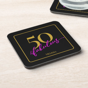 Porta-copo 50 e Fabulosa 50ª Festa de aniversário Preta e Dou