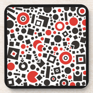 Porta-copo 50 Geométrico Retro Art Deco Red & Black