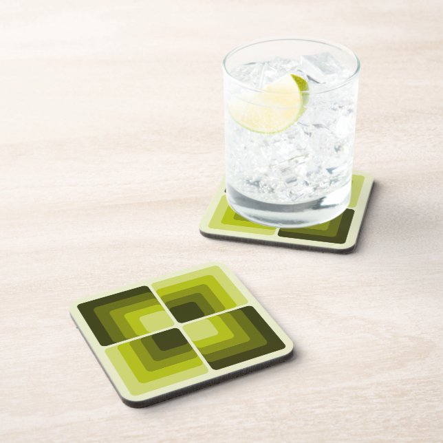 Porta-copo 70s Rainbow Squares Monochrome Green (Lado Direito)