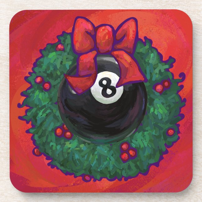 Porta-copo 8 Ball Christmas Wheath Red (Frente)