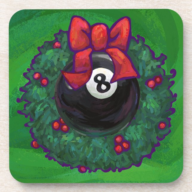 Porta-copo 8 Ball Christmas Wreath Green (Frente)