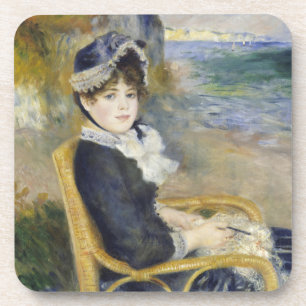 Porta-copo À Beira-Mar, Retrato de Pintura a Óleo, Renoir