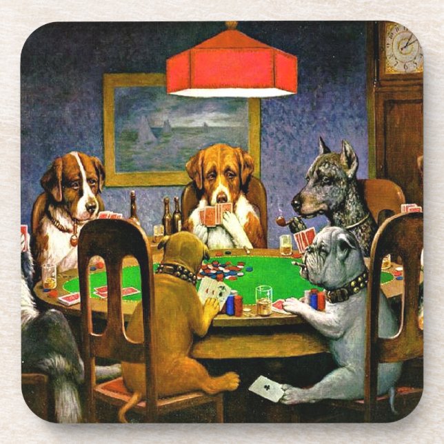 Porta-copo A Friend in Need, Dogs Playing Poker, (Frente)