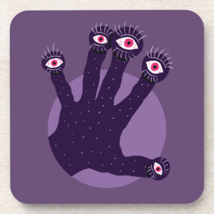 Porta-copo A mão assustador tem os dedos estranhos com olhos