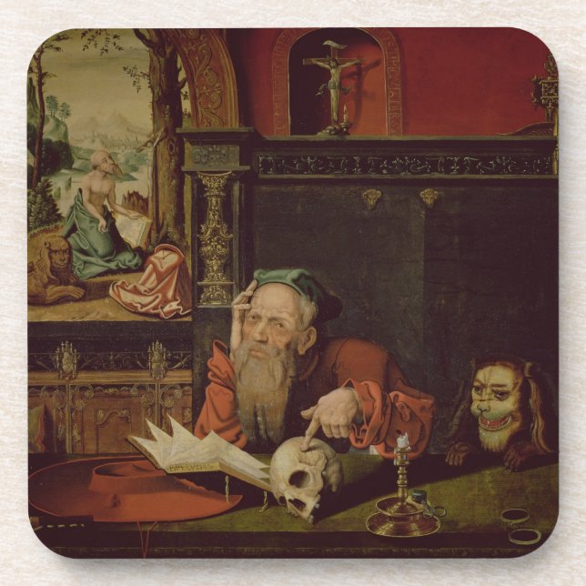 Porta-copo A meditação de St Jerome (óleo no painel) (Frente)