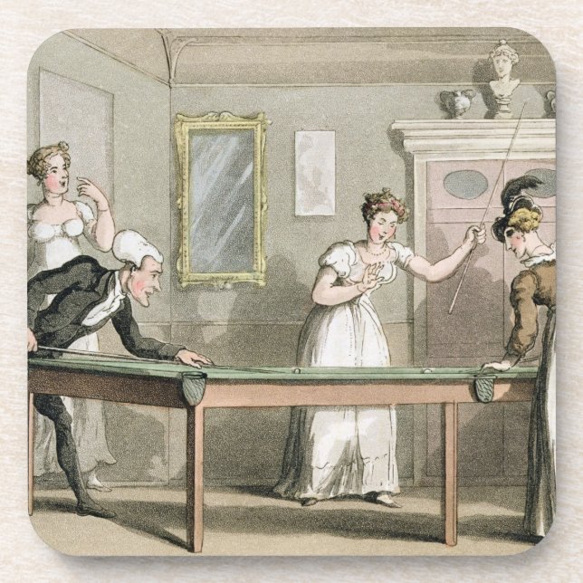 Porta-copo A mesa de bilhar, 'da excursão do Dr. Sintaxe (Frente)