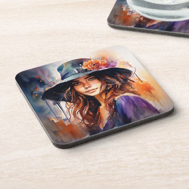 Porta-copo A Mulher no Chapéu: Retrato da Graça Vibrante (Left Side)