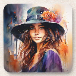 Porta-copo A Mulher no Chapéu: Retrato da Graça Vibrante