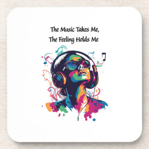 Porta-copo "A música me leva, a sensação me segura" música l