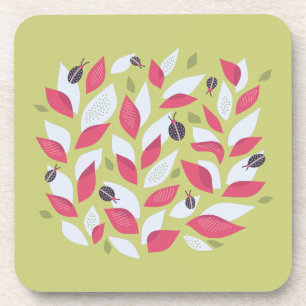 Porta-copo A planta verde com rosa sae e joaninhas primavera
