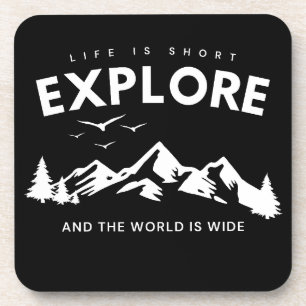 Porta-copo A Vida é Curta e o Mundo é Vasto Citar Explorar