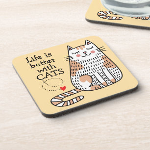 Porta-copo A Vida é Melhor Com Gatos Doodle
