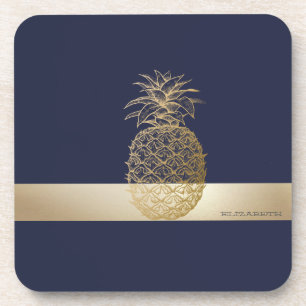 Porta-copo Abacaxi Dourado,Listra -Personalizado