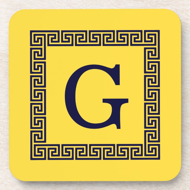 Porta-copo Abacaxi, Marinho Chave Grego Azul nº 1 Monograma e (Frente)