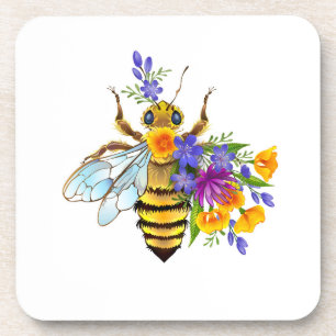 Porta-copo Abeja flor com plantas silvestres