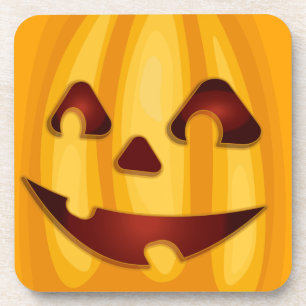 Porta-copo Abóbora esculpida sorrindo design de Halloween