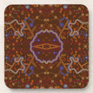Porta-copo aborto aborígene australiano com trilhas de animai