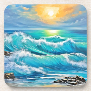 Porta-copo Abraço do Oceano: Arte de Onda