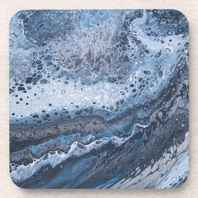 Porta-copo Abstract Blue & Gray Ocean Drift (Frente)