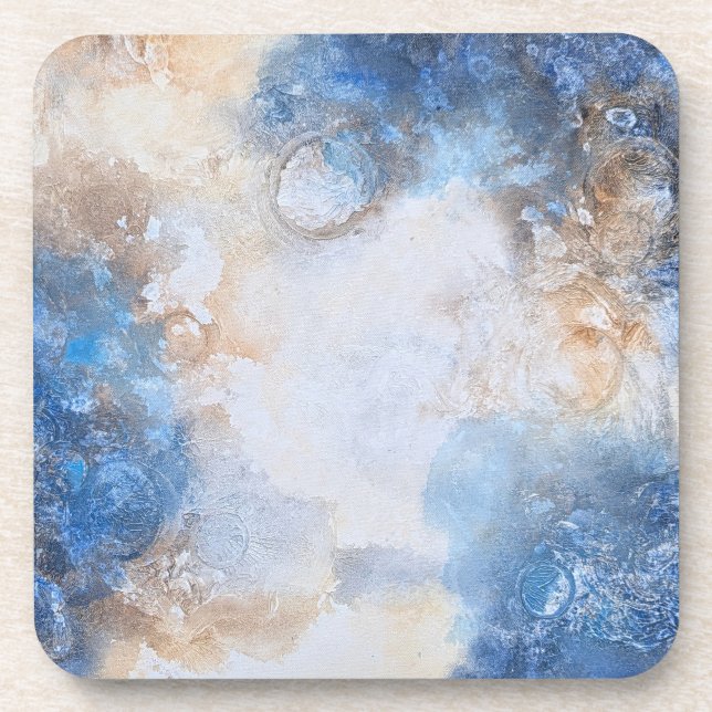 Porta-copo Abstract Blue & Sand Textured Clouds (Frente)