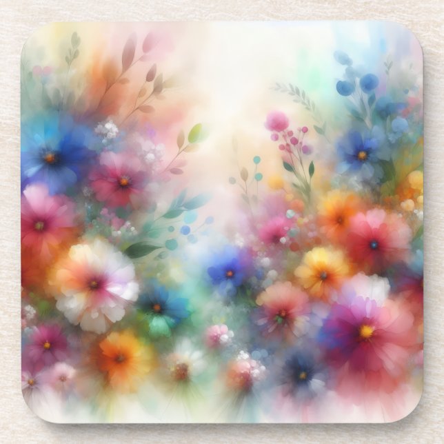 Porta-copo Abstract Watercolor Florals Coaster (Frente)