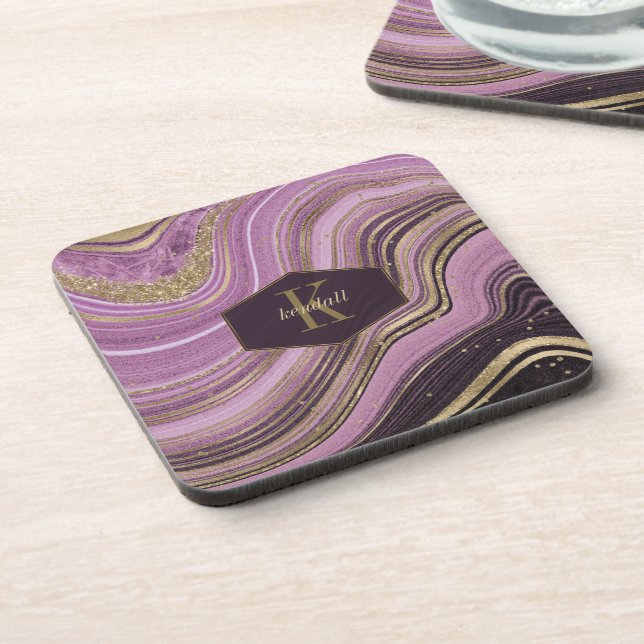 Porta-copo Abstrato Agate Monograma Mauve ID827 (Left Side)