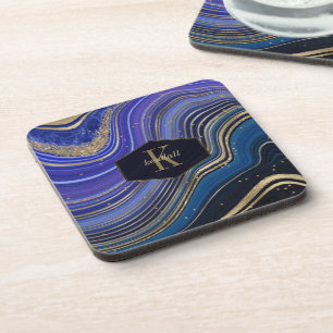 Porta-copo Abstrato Agate Monograma Midnight ID827