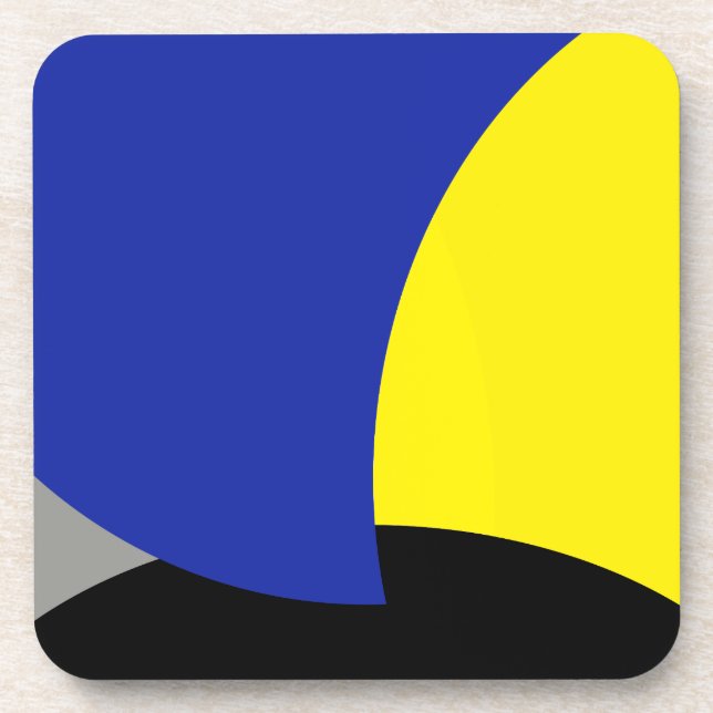 Porta-copo Abstrato Art Azul Amarelo (Frente)