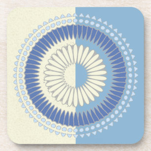 Porta-copo Abstrato Azul e Design do Círculo de Creme