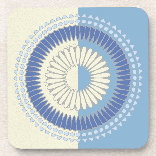 Porta-copo Abstrato Azul e Design do Círculo de Creme (Frente)