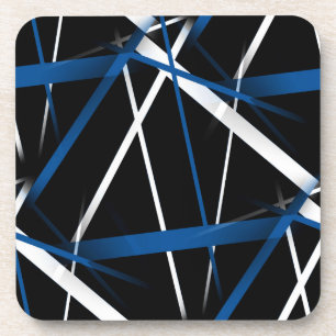 Porta-copo Abstrato Azul sem costura e linhas brancas em pret